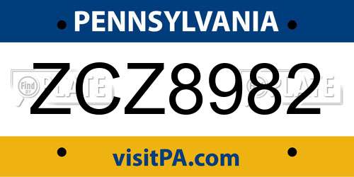 ZCZ8982 Pennsylvania License Plate