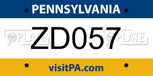 ZD057 Pennsylvania License Plate