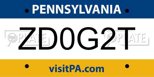 ZD0G2T Pennsylvania License Plate