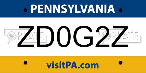 ZD0G2Z Pennsylvania License Plate
