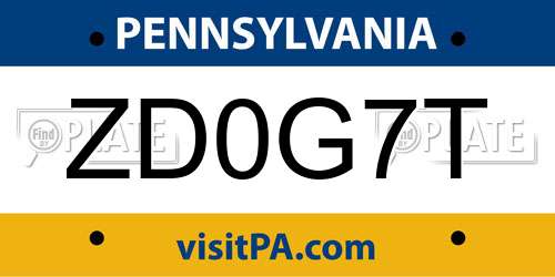 ZD0G7T Pennsylvania License Plate