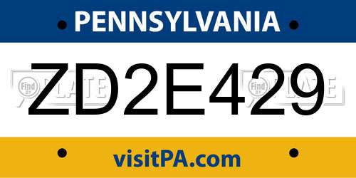 ZD2E429 Pennsylvania License Plate