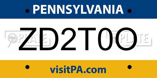 ZD2T0O Pennsylvania License Plate