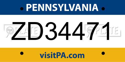 ZD34471 Pennsylvania License Plate