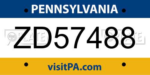 ZD57488 Pennsylvania License Plate