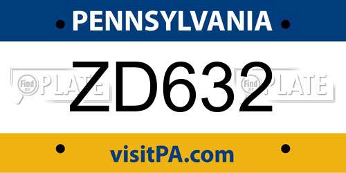 ZD632 Pennsylvania License Plate