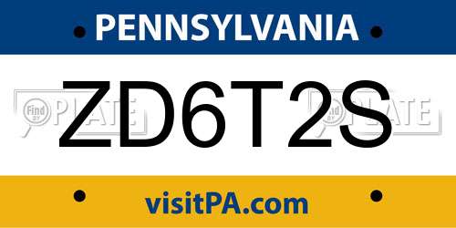 ZD6T2S Pennsylvania License Plate
