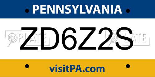 ZD6Z2S Pennsylvania License Plate