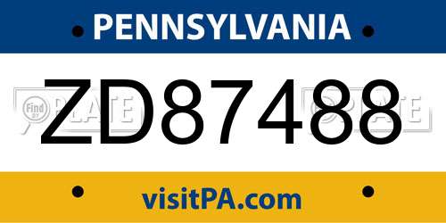 ZD87488 Pennsylvania License Plate