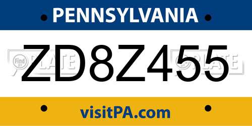 ZD8Z455 Pennsylvania License Plate