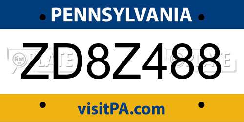 ZD8Z488 Pennsylvania License Plate