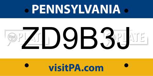ZD9B3J Pennsylvania License Plate