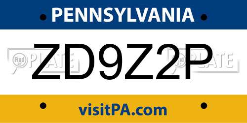 ZD9Z2P Pennsylvania License Plate