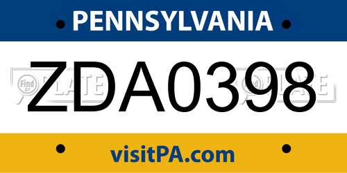 ZDA0398 Pennsylvania License Plate