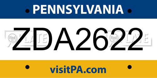 ZDA2622 Pennsylvania License Plate