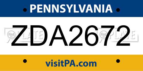 ZDA2672 Pennsylvania License Plate