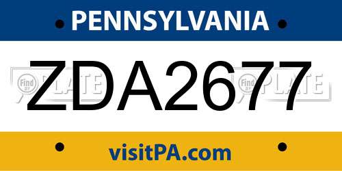 ZDA2677 Pennsylvania License Plate