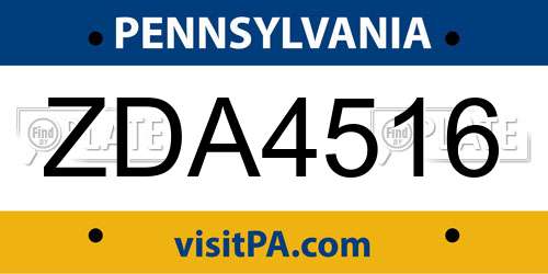 ZDA4516 Pennsylvania License Plate
