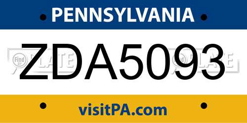 ZDA5093 Pennsylvania License Plate