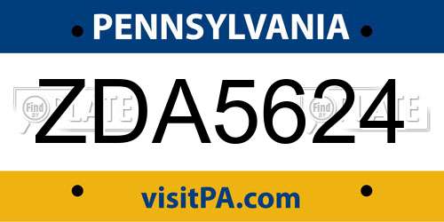 ZDA5624 Pennsylvania License Plate