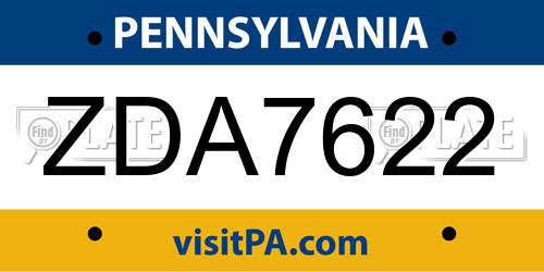 ZDA7622 Pennsylvania License Plate