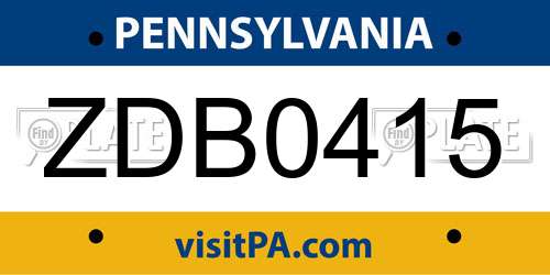 ZDB0415 Pennsylvania License Plate