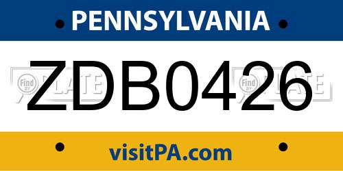 ZDB0426 Pennsylvania License Plate