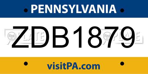 ZDB1879 Pennsylvania License Plate