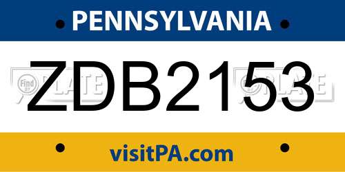 ZDB2153 Pennsylvania License Plate