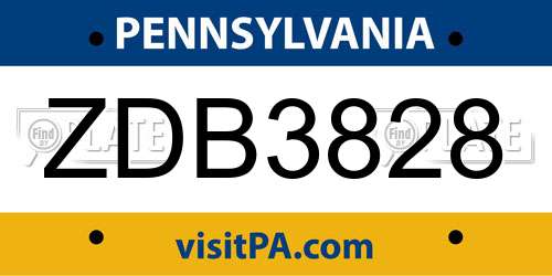 ZDB3828 Pennsylvania License Plate