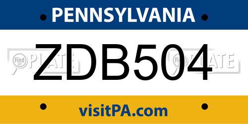 ZDB504 Pennsylvania License Plate