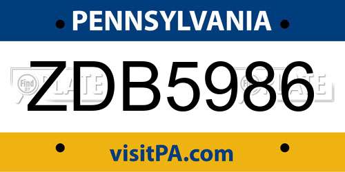 ZDB5986 Pennsylvania License Plate