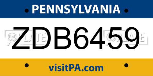 ZDB6459 Pennsylvania License Plate