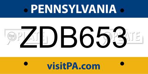 ZDB653 Pennsylvania License Plate