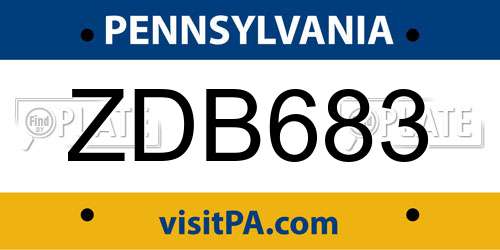 ZDB683 Pennsylvania License Plate