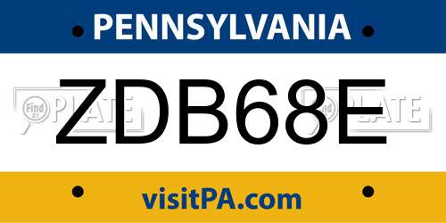 ZDB68E Pennsylvania License Plate