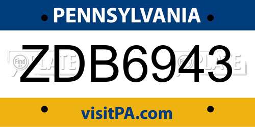 ZDB6943 Pennsylvania License Plate