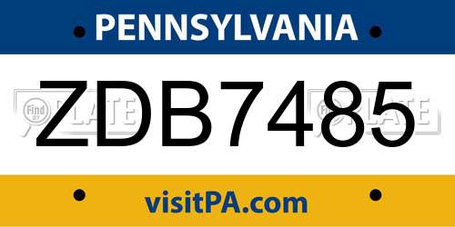 ZDB7485 Pennsylvania License Plate