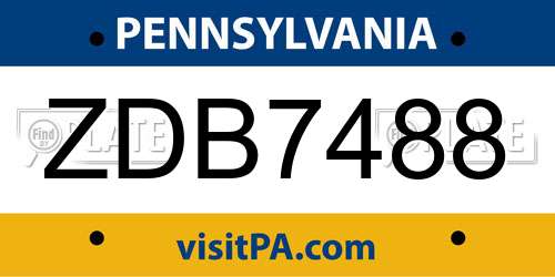 ZDB7488 Pennsylvania License Plate