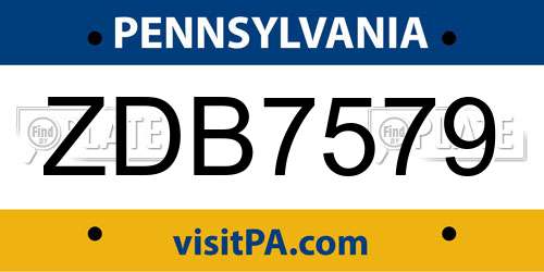ZDB7579 Pennsylvania License Plate