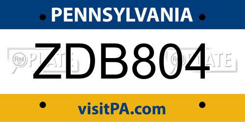 ZDB804 Pennsylvania License Plate