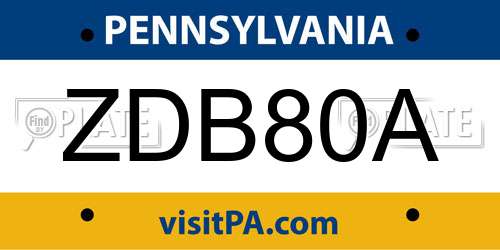 ZDB80A Pennsylvania License Plate