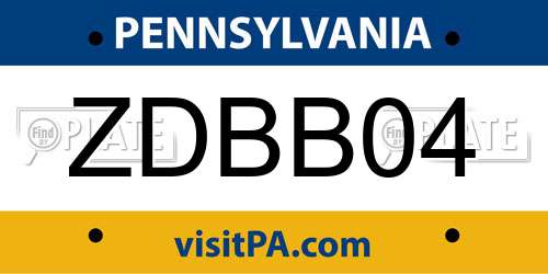 ZDBB04 Pennsylvania License Plate