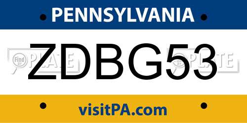 ZDBG53 Pennsylvania License Plate
