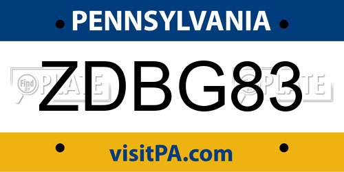 ZDBG83 Pennsylvania License Plate