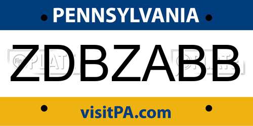 ZDBZABB Pennsylvania License Plate