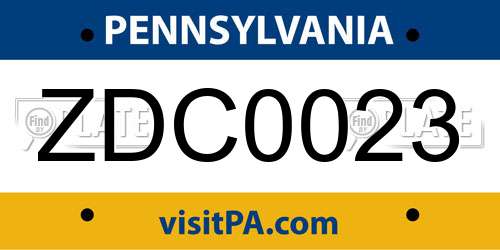 ZDC0023 Pennsylvania License Plate