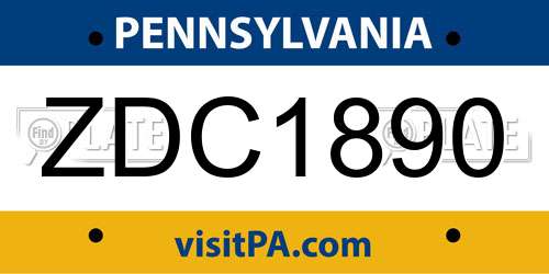 ZDC1890 Pennsylvania License Plate