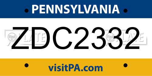 ZDC2332 Pennsylvania License Plate