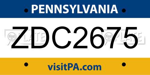 ZDC2675 Pennsylvania License Plate